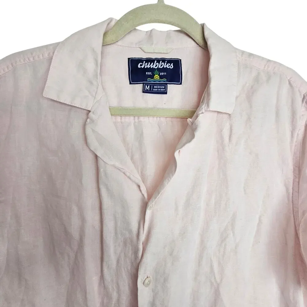 Chubbies Mens Linen Shirt M Resortwear Tropical Hawaiian Beach Vacation Summer
